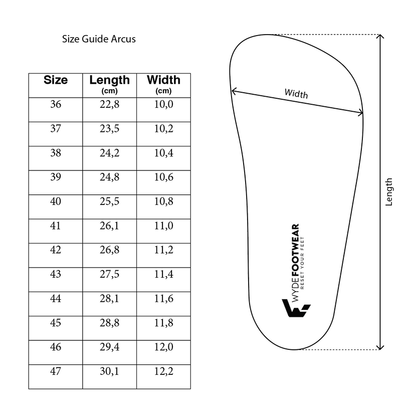 Size Guide | Wyde Footwear